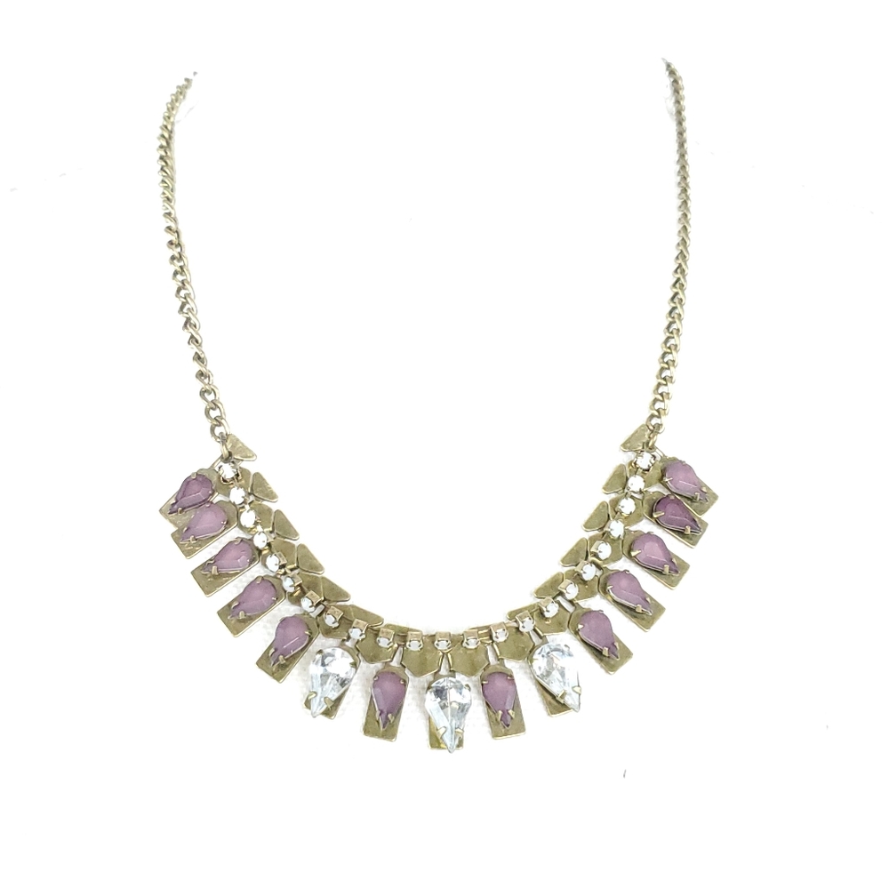 Loft Purple Rhinestone Statement Necklace